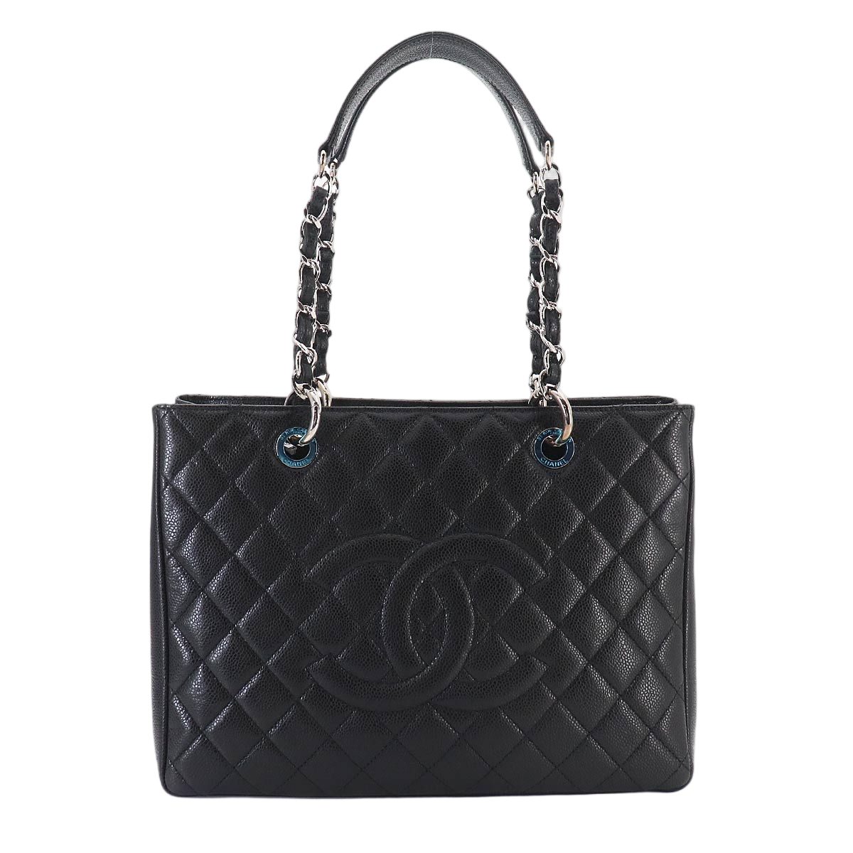 Chanel Quilted Grand Shopping Chain Tote GST Caviar Leather Black