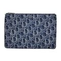 Christian Dior Clutch Bag Second Small Pouch Logo Oblique Nylon Navy