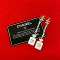 Chanel Perfume Bottle Swing Earrings Coco Mark Faux Pearl 23BS