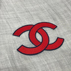 Chanel CC Logo Cashmere Blend Large Shawl Gray Scarf — view 6