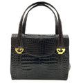 Gucci Croco Logo Vintage Hand Bag Brown