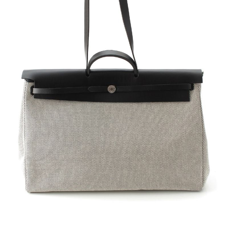 Hermes Herbag Her Bag Zip 50 Retourne Cabin Toile GM Shoulder Handbag
