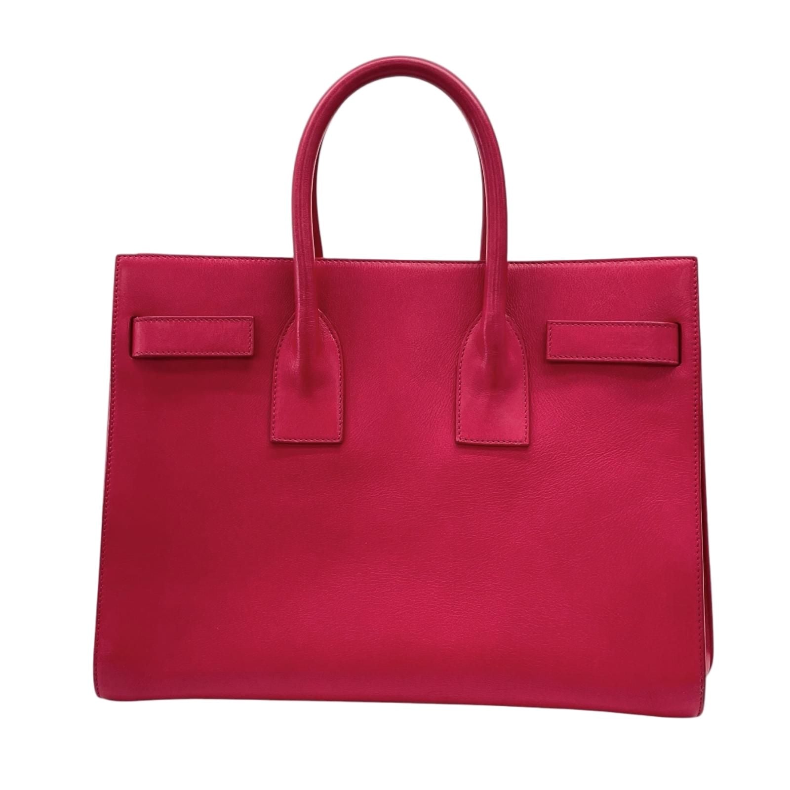 Saint Laurent Paris Sac de Jour Leather Pink Handbag Gold — view 2