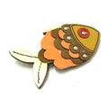 Prada Leather Fish Pin Brooch Badge Accessories Khaki