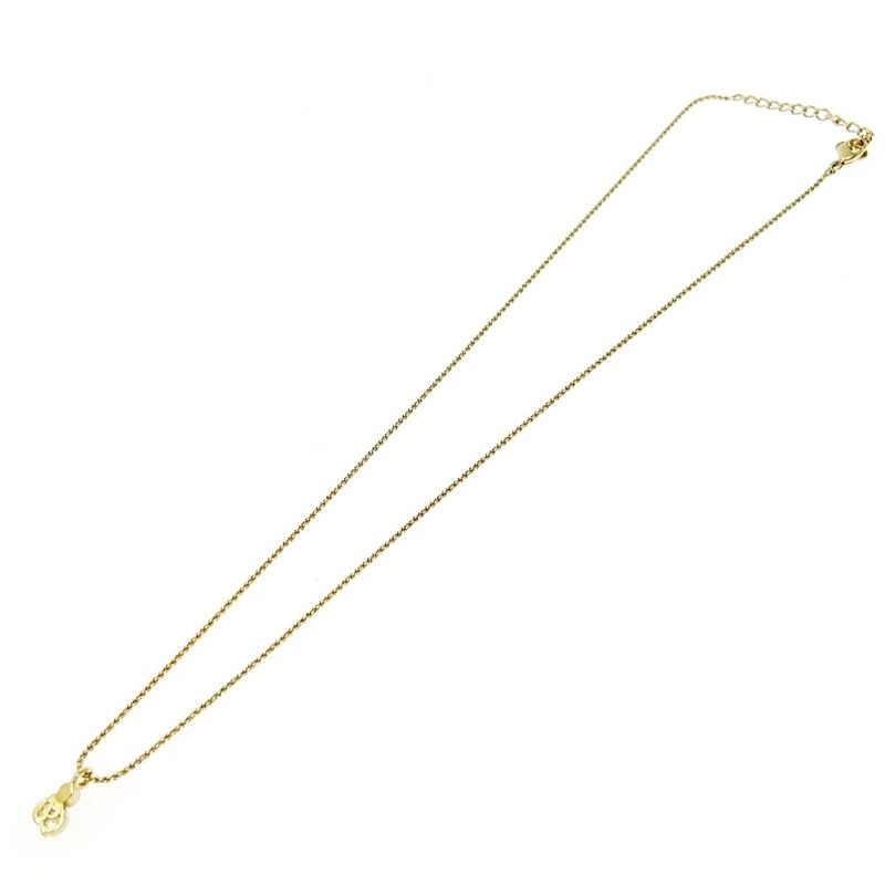 Christian Dior GP Rhinestone CD Logo Necklace Gold — view 5