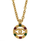Chanel Coco Mark Gripore Color Stone Necklace