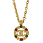 Chanel Coco Mark Gripore Color Stone Necklace — view 2
