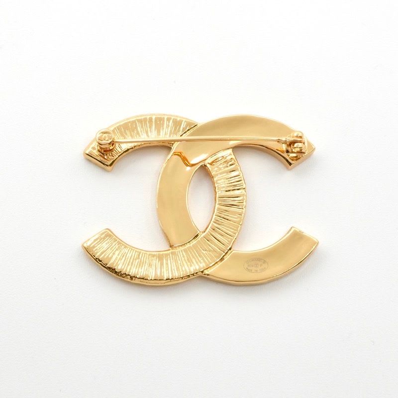 Chanel Brooch Corsage Gold Black Coco Mark — view 4