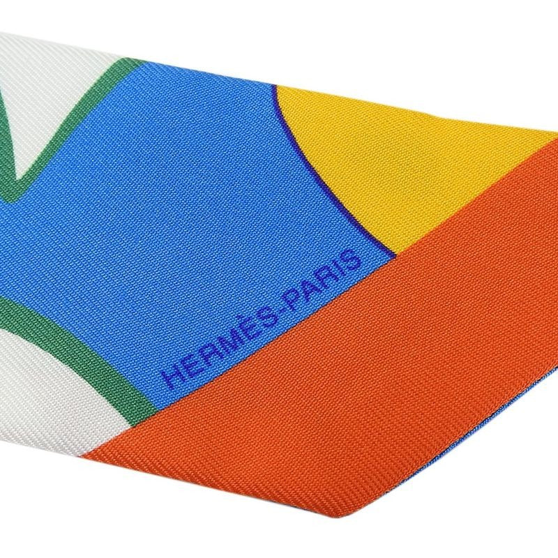 Hermes Twilly Scarf 100% Silk Blue Green Orange Multi Small Accessories
