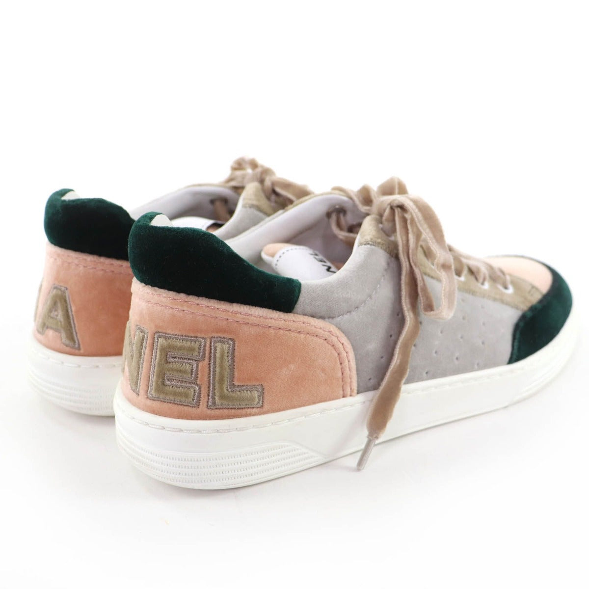 Chanel Logo Lace Up Velvet Leather Low Cut Sneakers Multicolor 37 — view 2