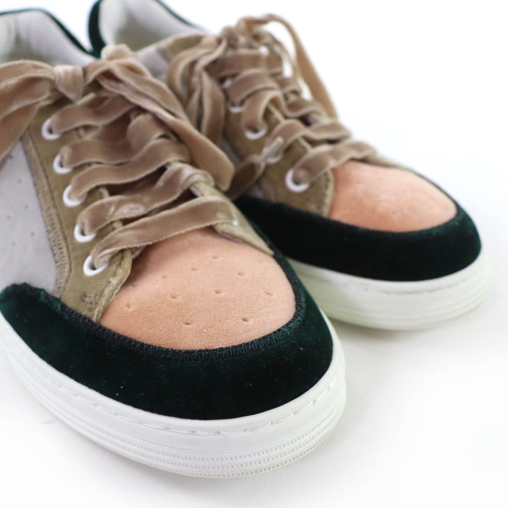 Chanel Logo Lace Up Velvet Leather Low Cut Sneakers Multicolor 37 — view 7