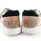 Chanel Logo Lace Up Velvet Leather Low Cut Sneakers Multicolor 37 — view 8