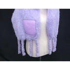 Loewe Anagram Mohair Wool Fringe Scarf Shawl Purple — view 2