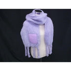 Loewe Anagram Mohair Wool Fringe Scarf Shawl Purple