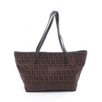 Fendi Tote Bag Zucchino 8 Bh075 Dark Brown Black Canvas Leather Mini