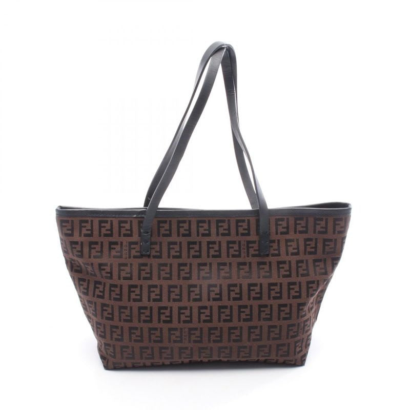 Fendi Tote Bag Zucchino 8 Bh075 Dark Brown Black Canvas Leather Mini — view 2