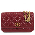 Chanel Chain Wallet Bordeaux Gold Lambskin Quilted Shoulder Bag