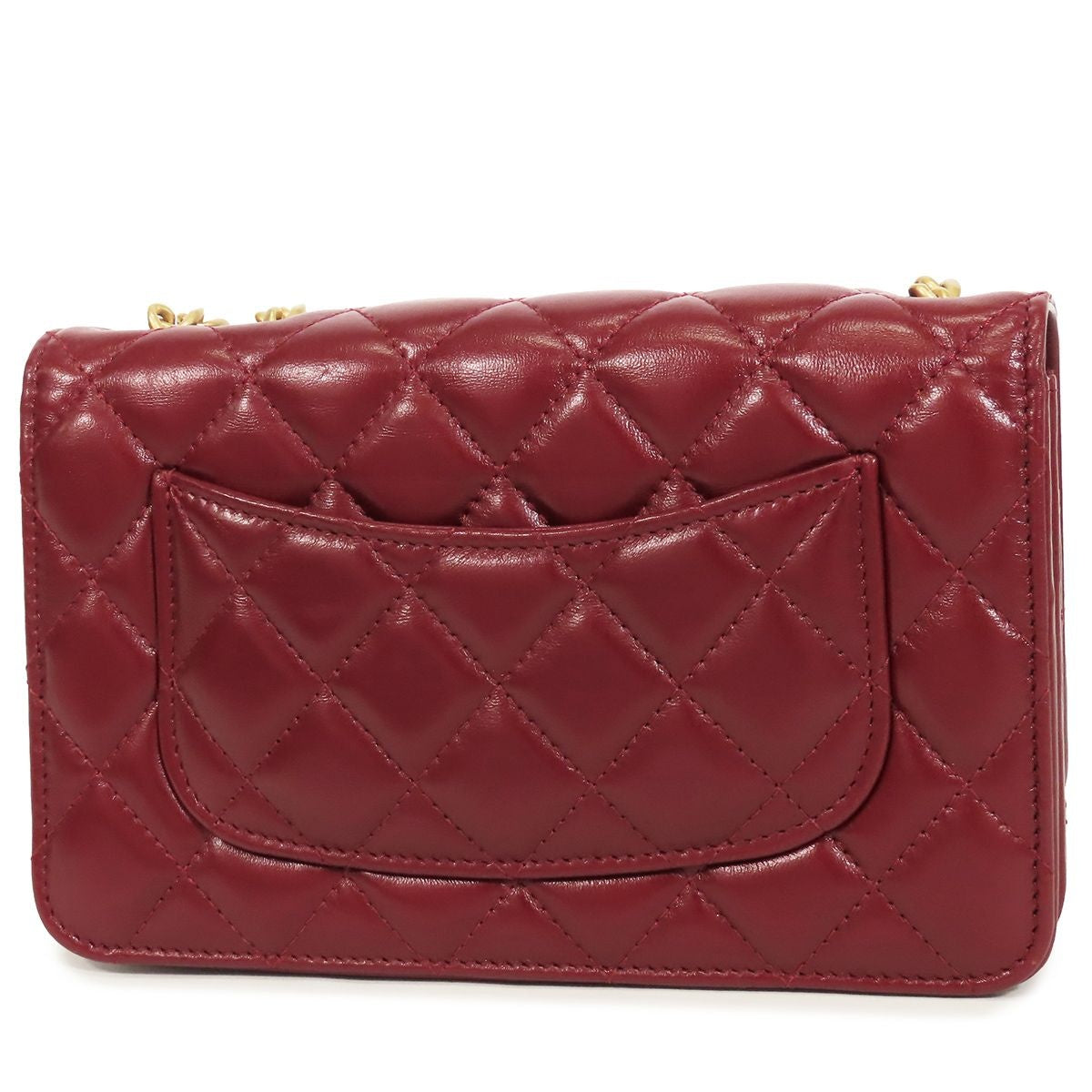 Chanel Chain Wallet Bordeaux Gold Lambskin Quilted Shoulder Bag — view 2