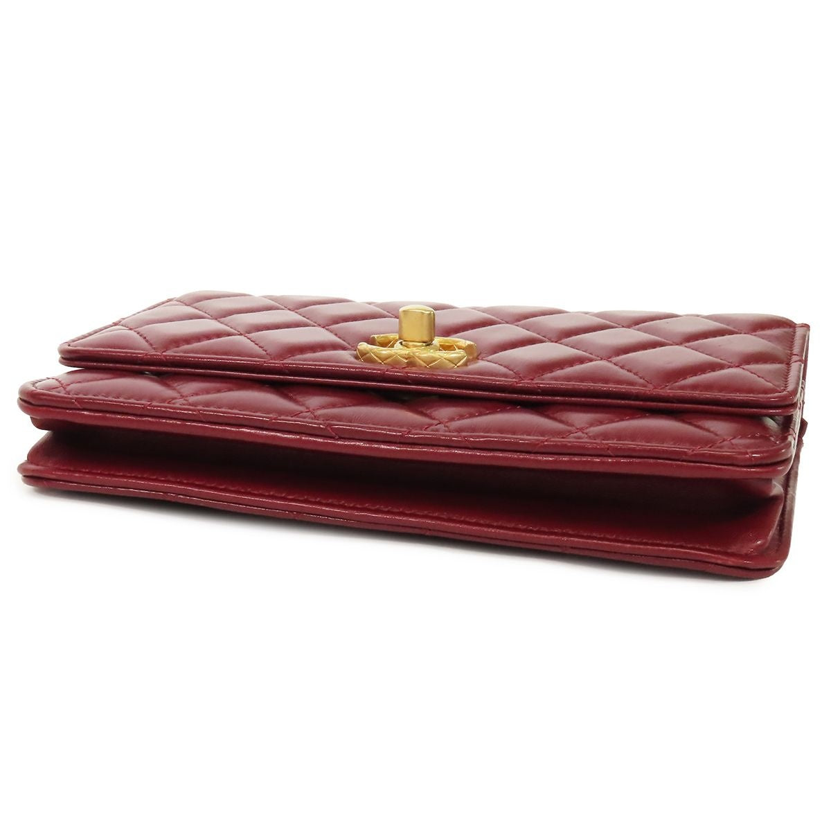 Chanel Chain Wallet Bordeaux Gold Lambskin Quilted Shoulder Bag — view 4