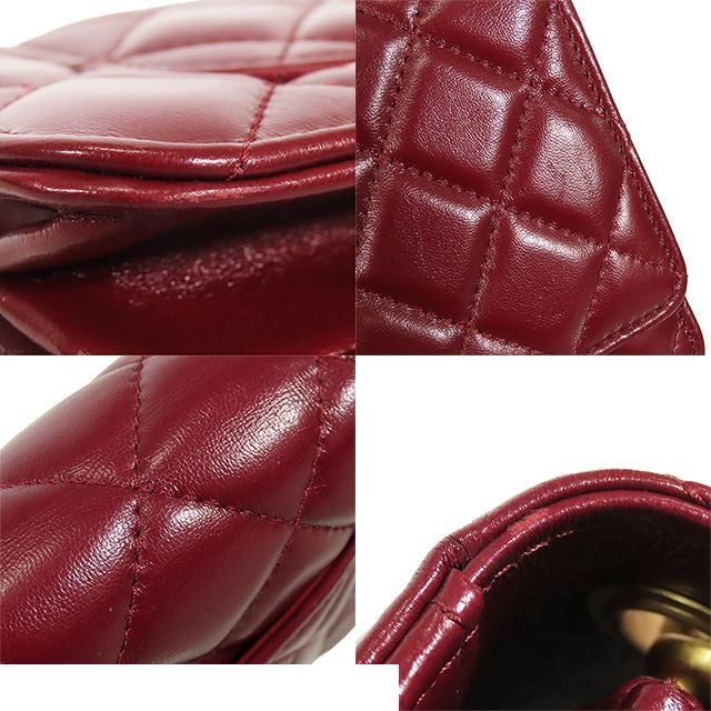 Chanel Chain Wallet Bordeaux Gold Lambskin Quilted Shoulder Bag — view 6