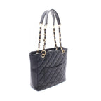 Chanel Tote Quilted Petite Shopping PST Black Leather Chainto — view 2