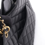 Chanel Tote Quilted Petite Shopping PST Black Leather Chainto — view 6