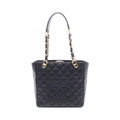Chanel Tote Quilted Petite Shopping PST Black Leather Chainto