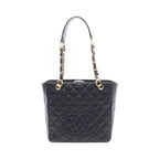Chanel Tote Quilted Petite Shopping PST Black Leather Chainto
