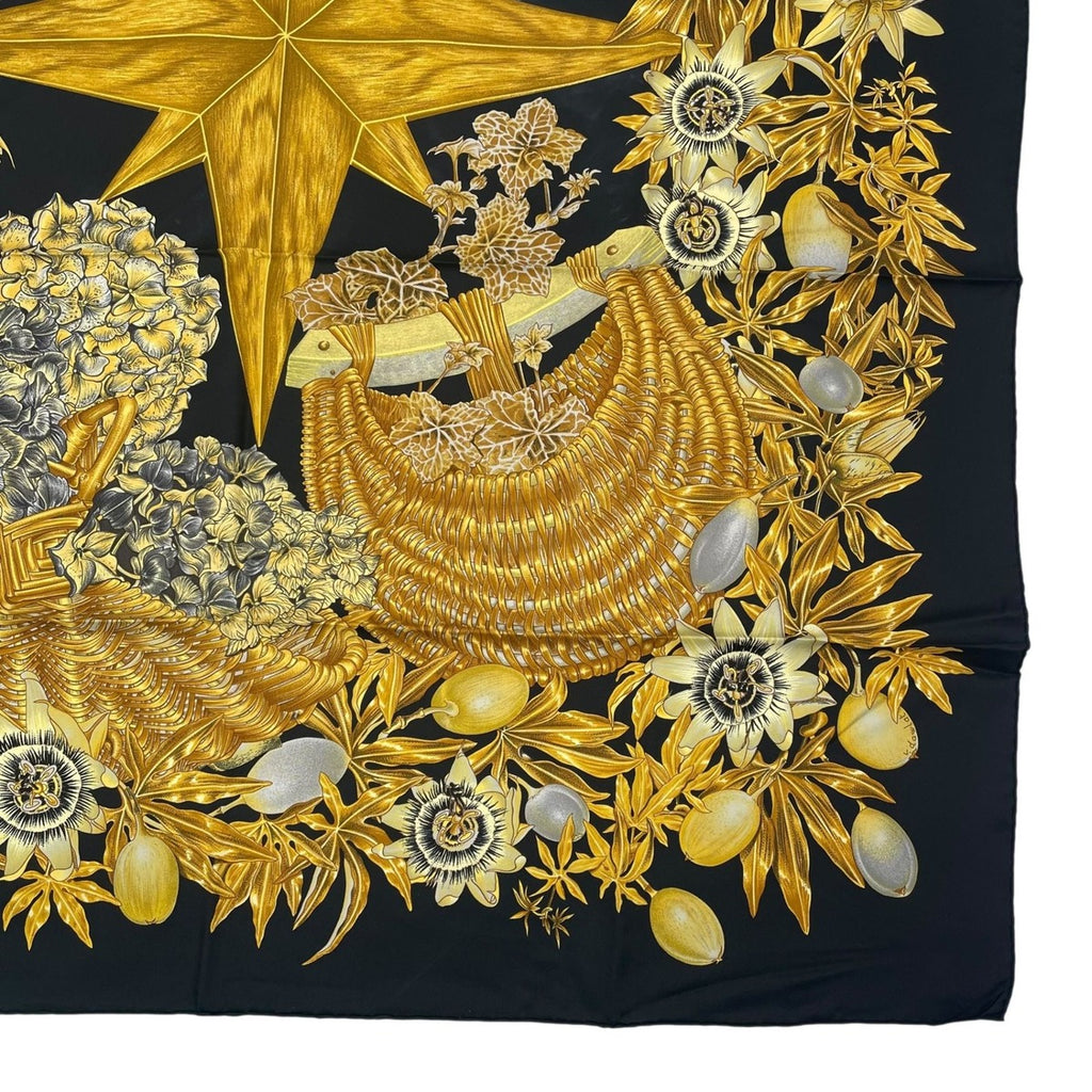 Hermes Carre 90 Passiflores Passion Flower Black 100% Silk Scarf — view 6