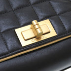 Chanel 255 Chocobar Lambskin Black Gold Hardware Shoulder Bag 0023 — view 6