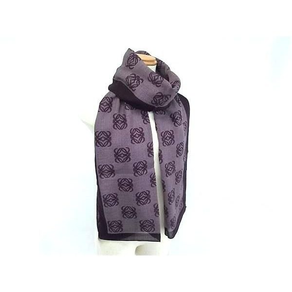 Loewe Repeat Anagram 70% Wool 30% Silk Scarf Shawl Purple — view 2