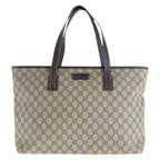 Gucci Beige Brown GG Supreme Canvas Leather Tote Bag