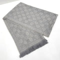 Gucci Shawl GG Pattern Gray Wool 08.338.986