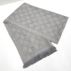 Gucci Shawl GG Pattern Gray Wool 08.338.986