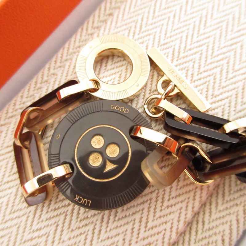 Hermes Fet Vosges GM Clover T2 Buffalo Horn Metal Brown Bracelet 0980 — view 6