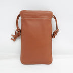 Celine Drawstring Mobile Pouch Shoulder Bag Cuill Triomphe Tan Brown — view 3