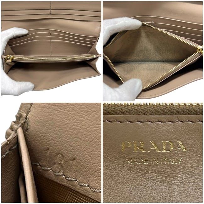 Prada Bifold Long Wallet Beige 1 Mh132 Leather — view 3