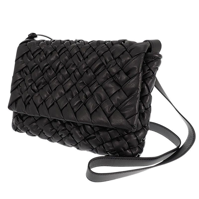Bottega Veneta Rumple Messenger Shoulder Bag Calf Black Silver