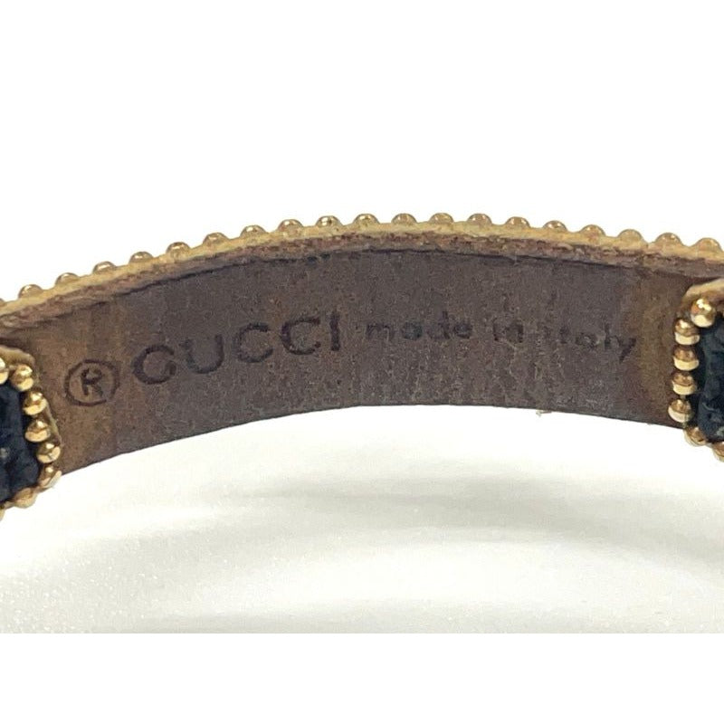 Gucci Double G Leather Rhinestone GP Bracelet — view 3