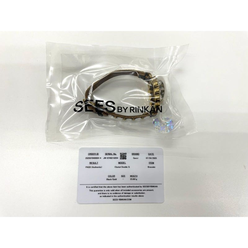 Gucci Double G Leather Rhinestone GP Bracelet — view 4
