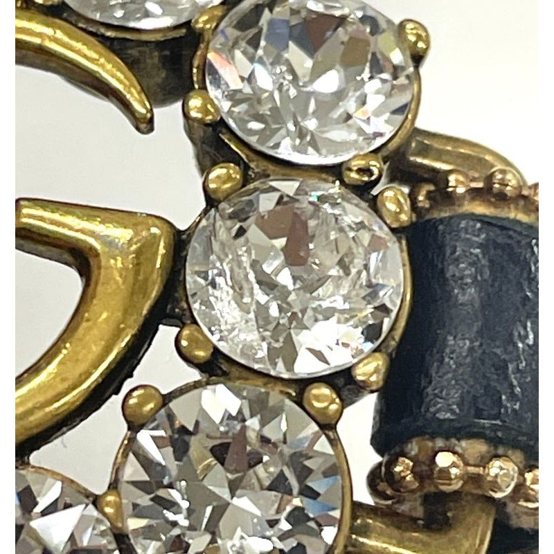 Gucci Double G Leather Rhinestone GP Bracelet — view 8