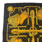 Hermes Carre 90 Selles a Housse Cover Scarf Silk Black — view 2