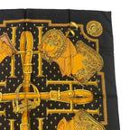 Hermes Carre 90 Selles a Housse Cover Scarf Silk Black — view 3