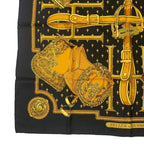 Hermes Carre 90 Selles a Housse Cover Scarf Silk Black — view 4