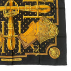 Hermes Carre 90 Selles a Housse Cover Scarf Silk Black — view 5