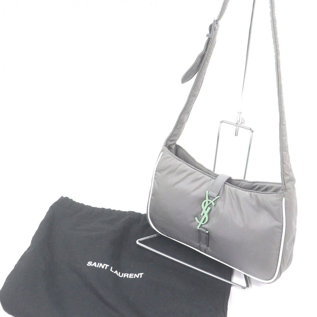 Saint Laurent Paris Nylon Cassandra Logo Shoulder Bag Gray — view 2