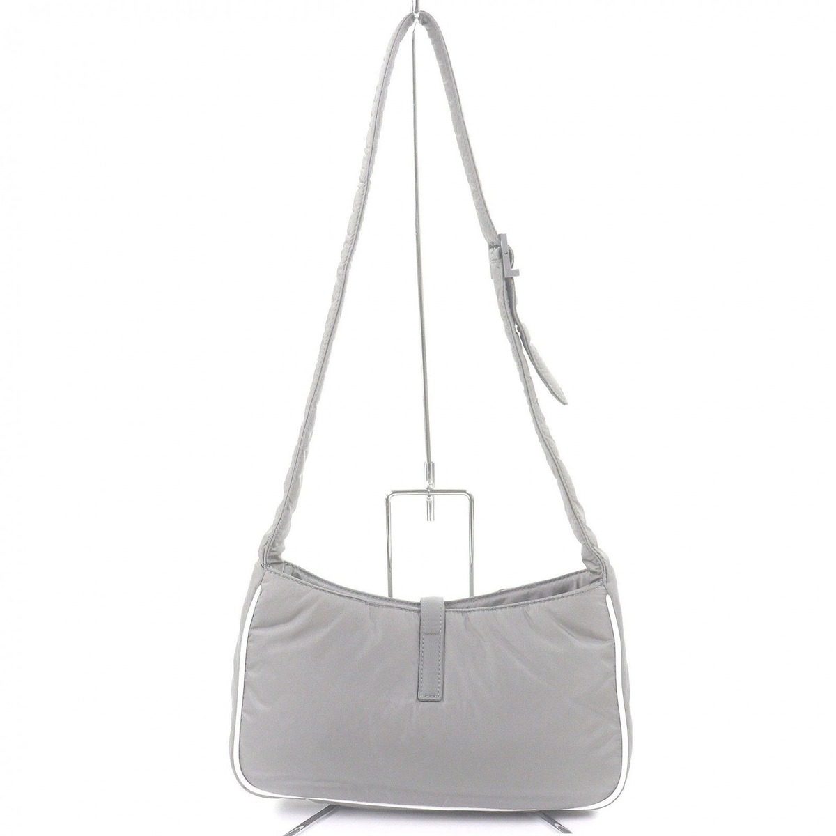 Saint Laurent Paris Nylon Cassandra Logo Shoulder Bag Gray — view 3