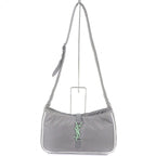 Saint Laurent Paris Nylon Cassandra Logo Shoulder Bag Gray