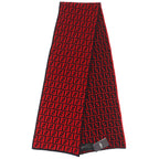 Fendi Wool FF Logo Zucca Pattern Knit Scarf Red Black — view 3