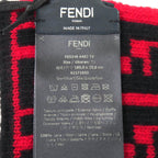 Fendi Wool FF Logo Zucca Pattern Knit Scarf Red Black — view 6